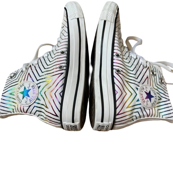 Converse Exploding Star Chuck Taylor High Top All Star Women’s 6 rainbow GUC - Picture 4 of 10